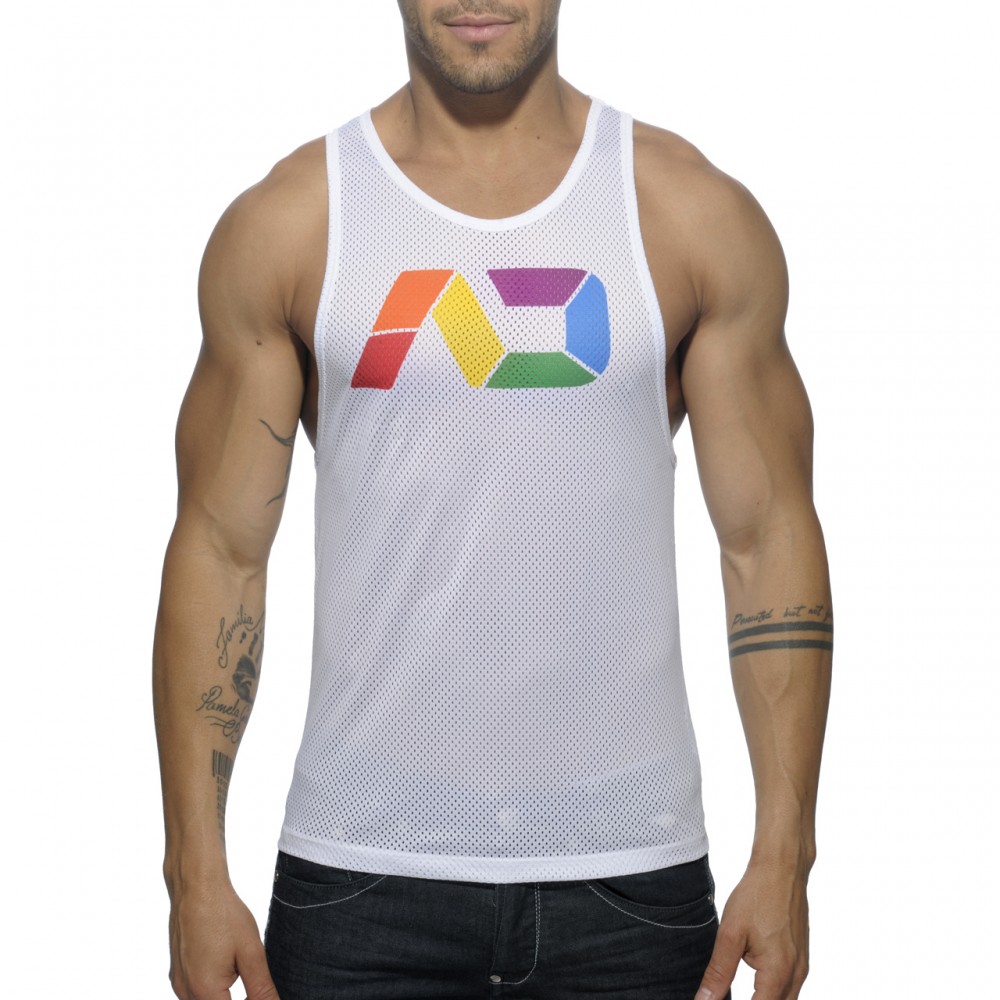 AD542 AD Rainbow Tank Top - WHITE