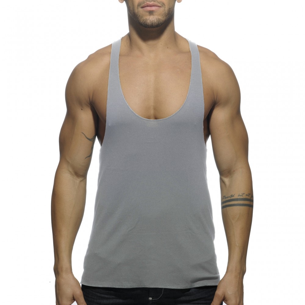 AD340 - Tank Back Printed - HEATHER GREY