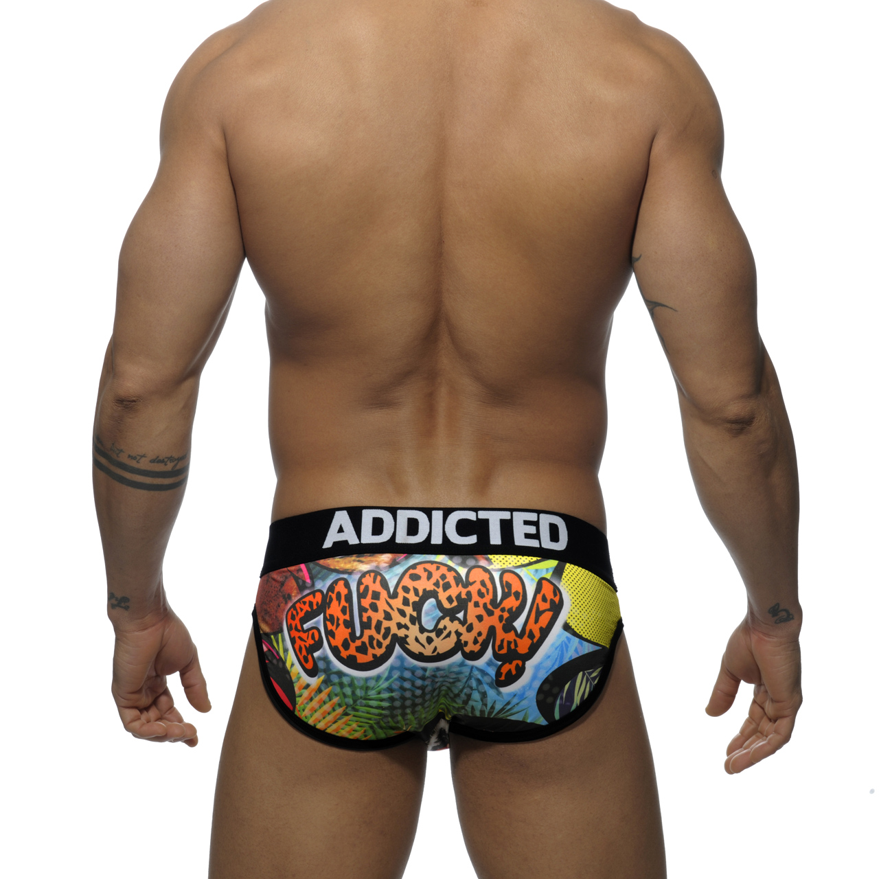 AD408 Tiger Print Brief - BLACK