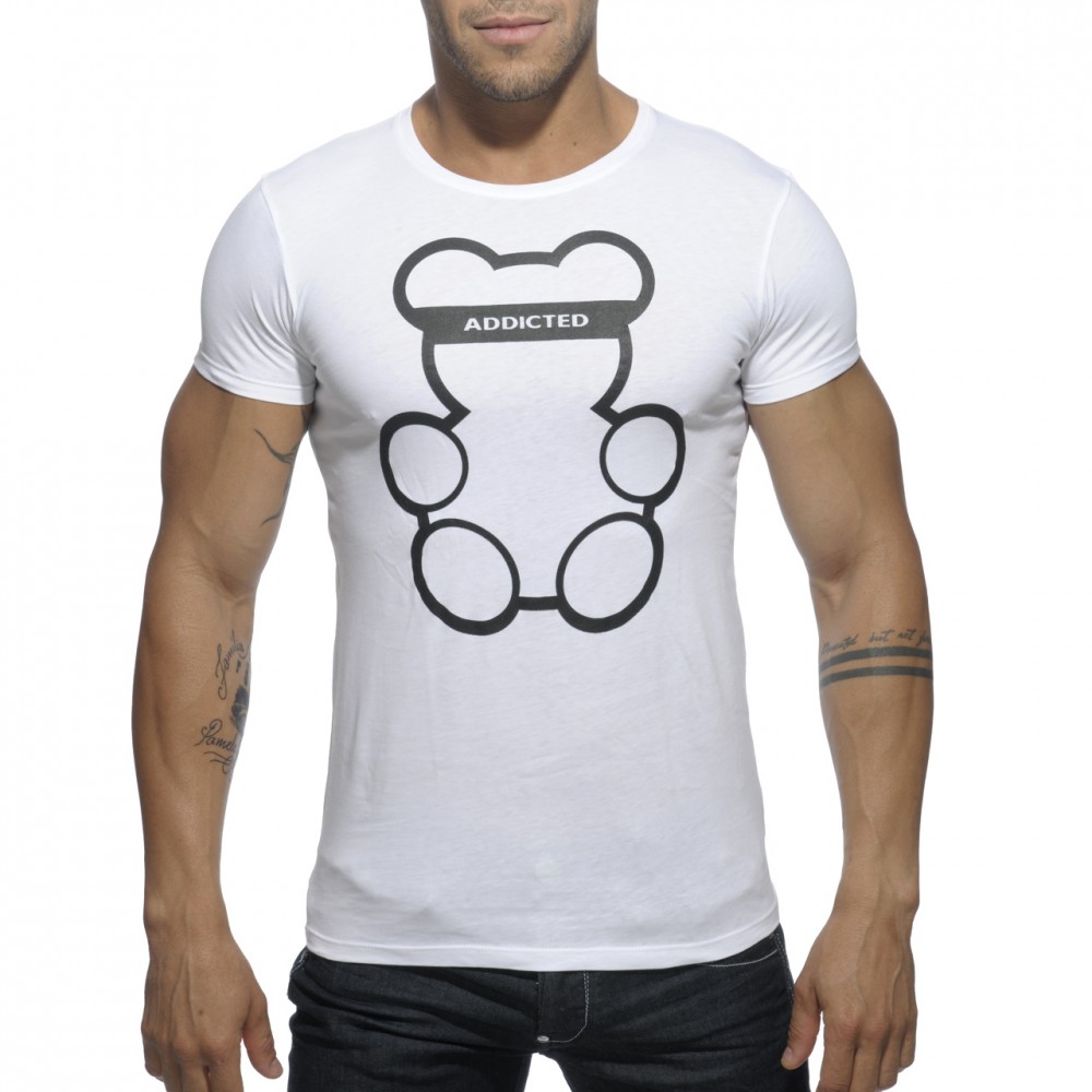 AD424 Bear Round Neck T-Shirt - WHITE