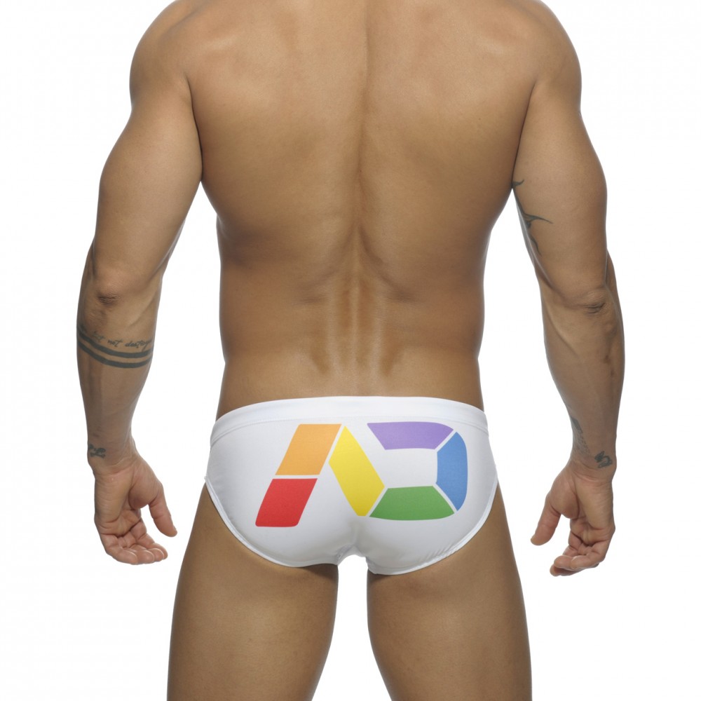 ADS122 Rainbow Swim Brief - WHITE