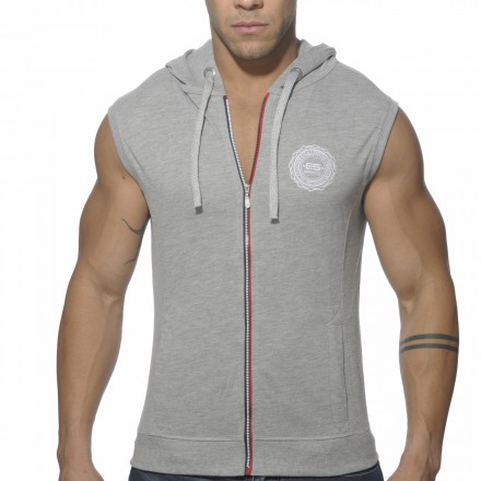 SP049 Pique Hoody With Full Zip - HEATHER GREY